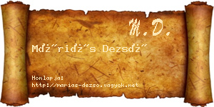 Máriás Dezső névjegykártya